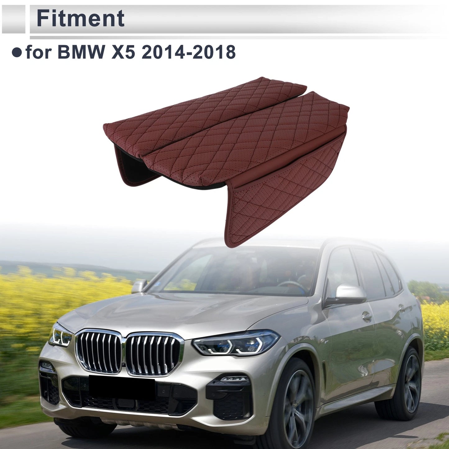 Center Console Cover with Storage Bag for BMW X5 (2014–2018) Red