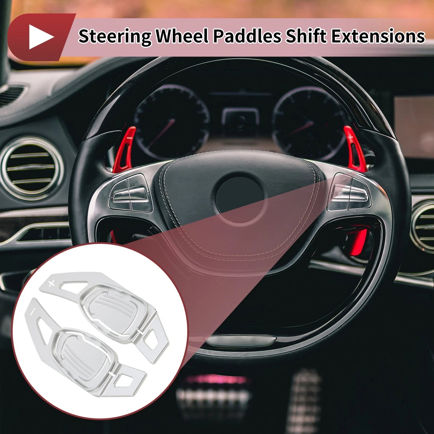 Set of 2 Silver Tone Aluminum Alloy Steering Wheel Paddles for Audi A5 (2016)