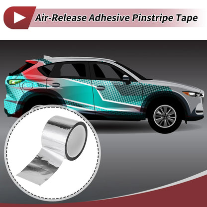 Pinstripe Tape 70mmx50m for Car Motorcycle Boat Silver Tone (1 Pcs)