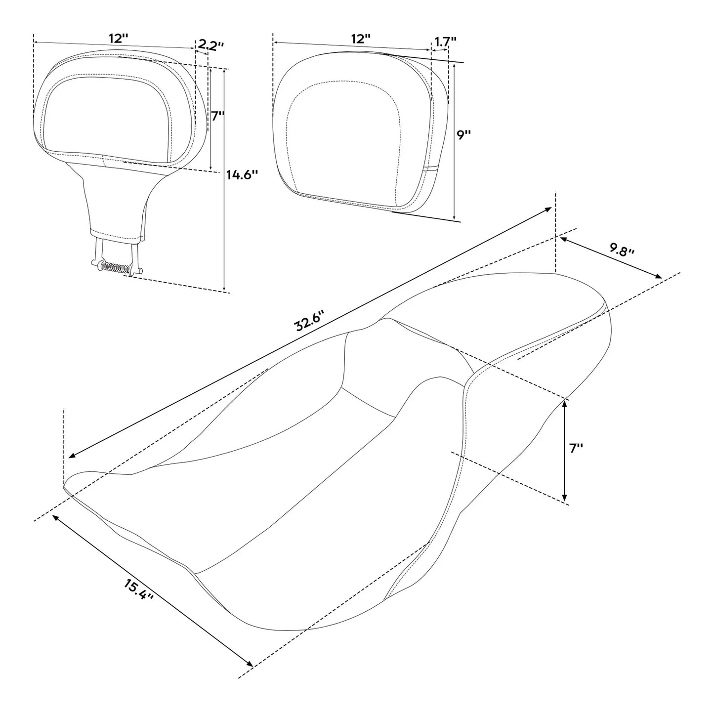 Seat Pad Backrest for Harley Road King Glide (2009-2023)