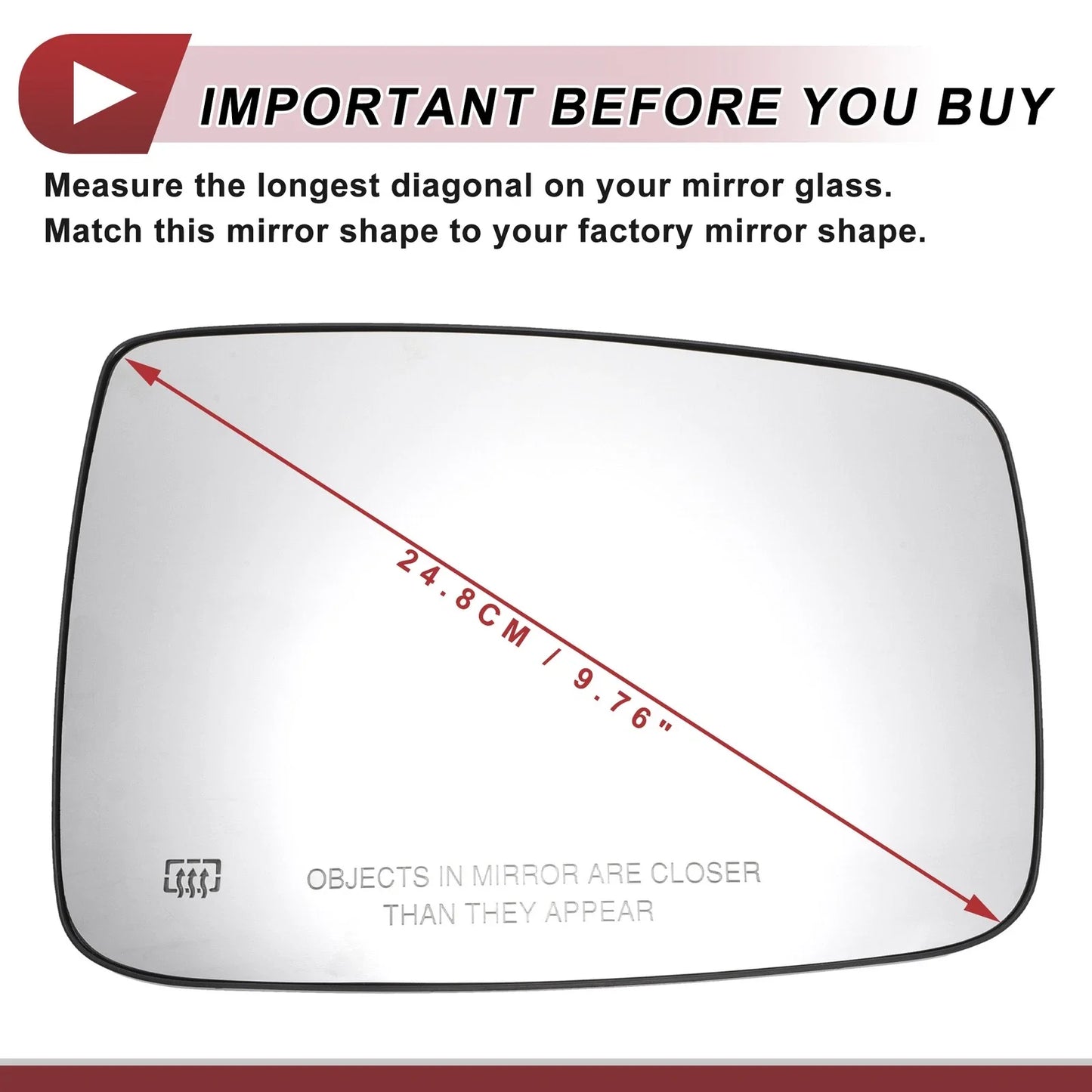 Heated Right Passenger Side Mirror Glass for Dodge RAM 1500 2500 (2019-2023)