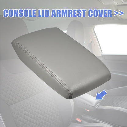 Center Console Lid Armrest Cover for Toyota Highlander (2014–2019) Gray Faux Leather