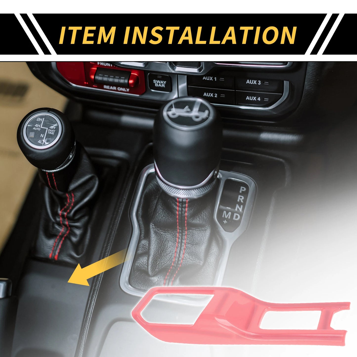 4WD Gear Shift Panel Cover Trim for Jeep Wrangler JL JLU (2018–2024) Pink