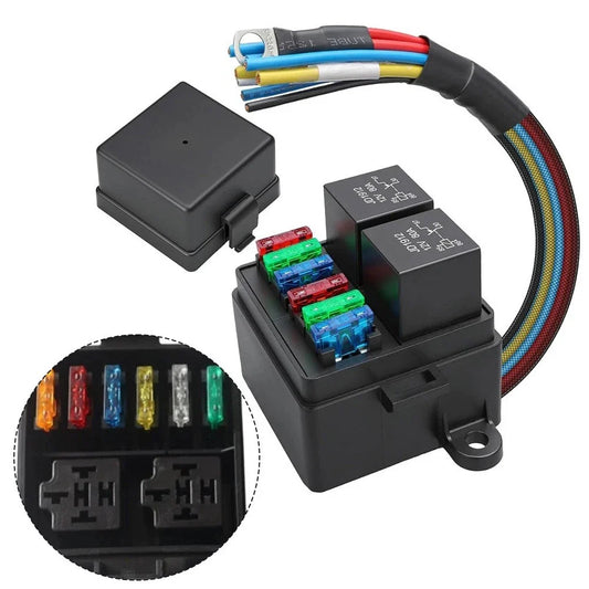 Fuse Box 6-Circuit 2 Relays Electrical for Truck RV Marine