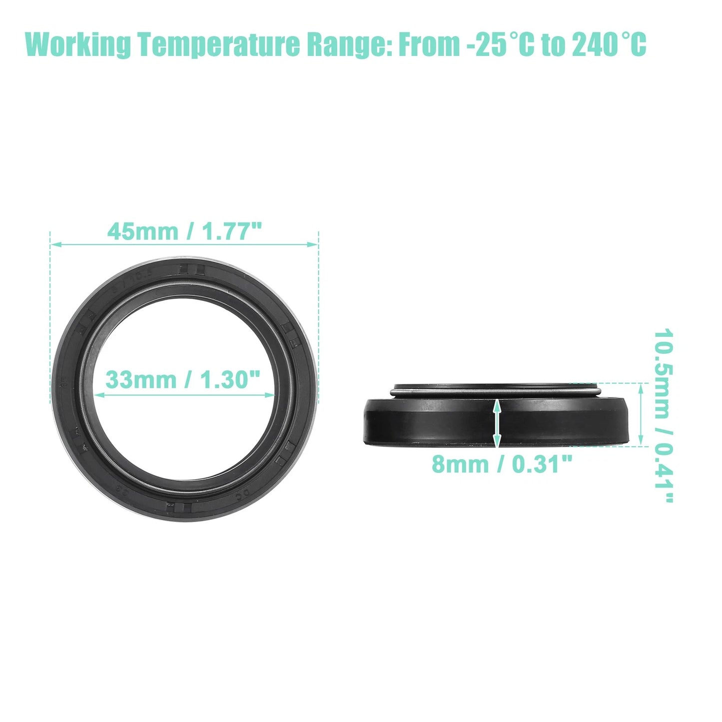 2X 33mmx45mm Front Fork Shock Oil Seal for Yamaha YZF-R125 (2008–2014)