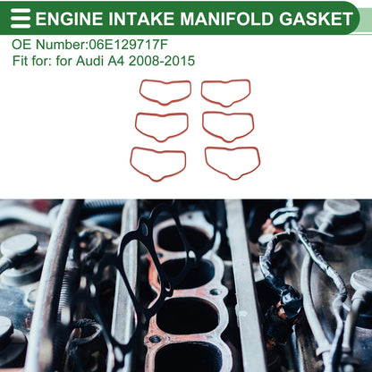 Set of 6 Lower Engine Intake Manifold Gaskets for Audi A4 (2008–2015) No. 06E129717F
