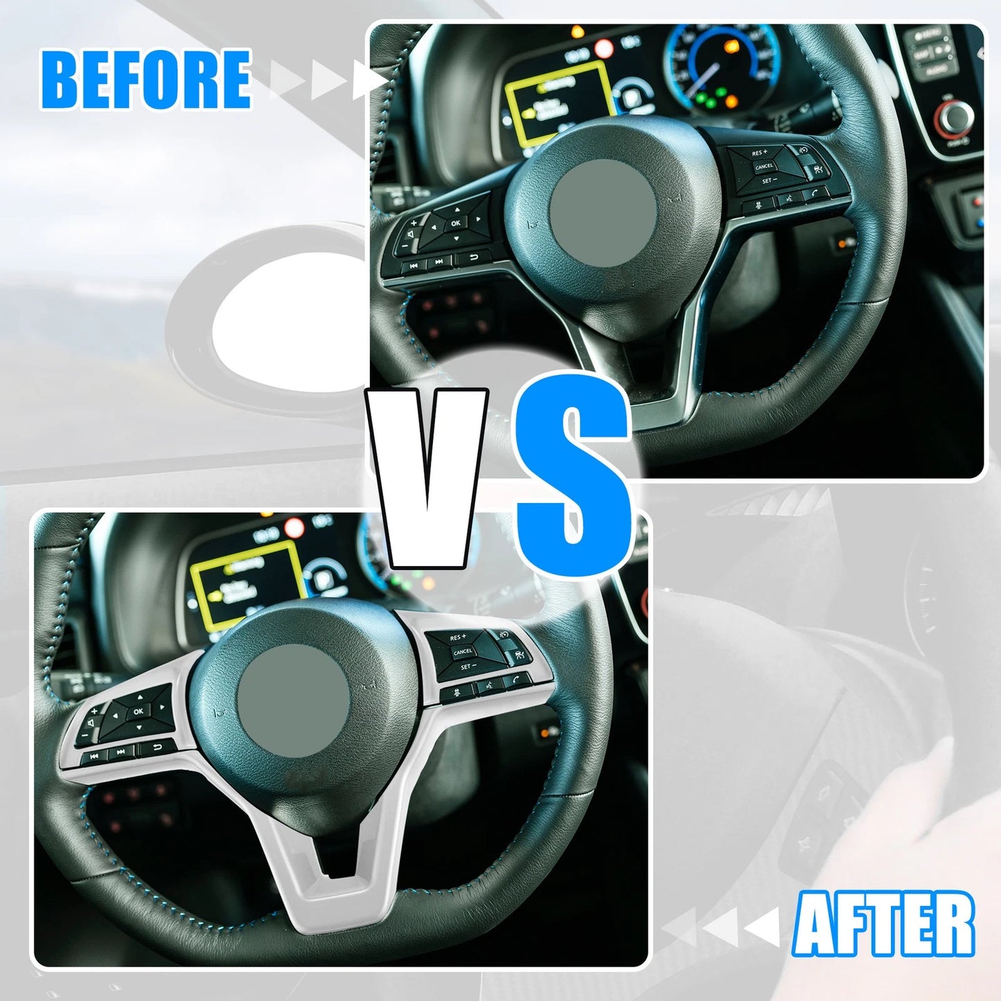 Steering Wheel Cover Trim for Nissan Altima (Matte Silver Tone, ABS Plastic)