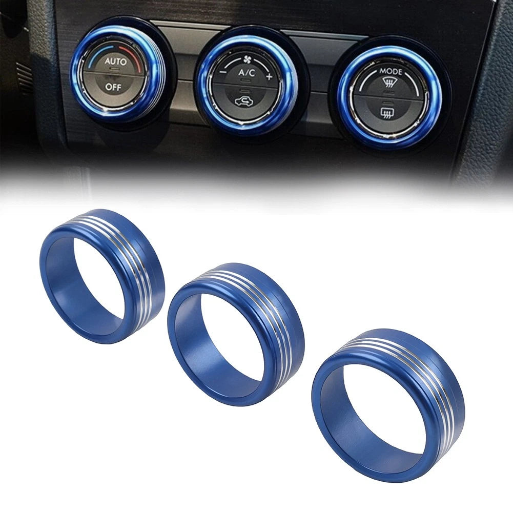 Set of 4 AC Climate Control Knob Ring Covers for Subaru Forester XV Crosstrek WRX (2014–2021) - Blue