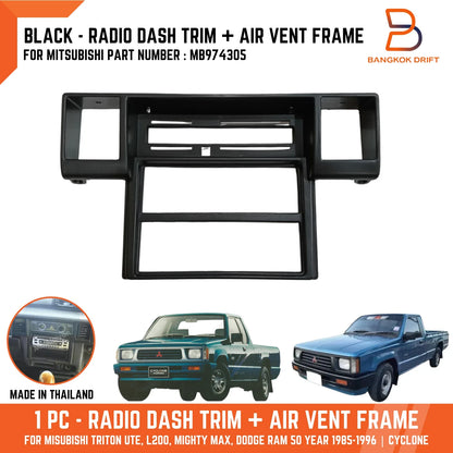 Black Radio Dashboard Panel Trim for Mitsubishi Triton Ute (1986-1996)