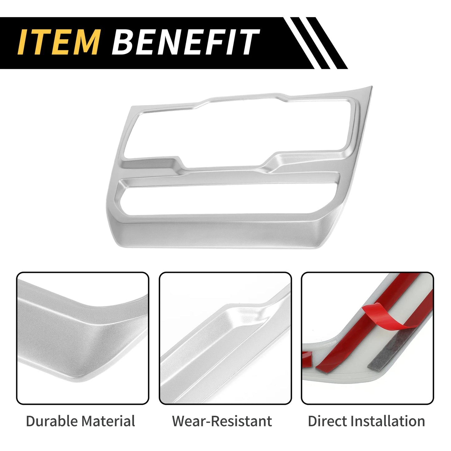 Dashboard Center Window Control Panel Cover for Jeep Wrangler JL (2018–2023) Silver Tone