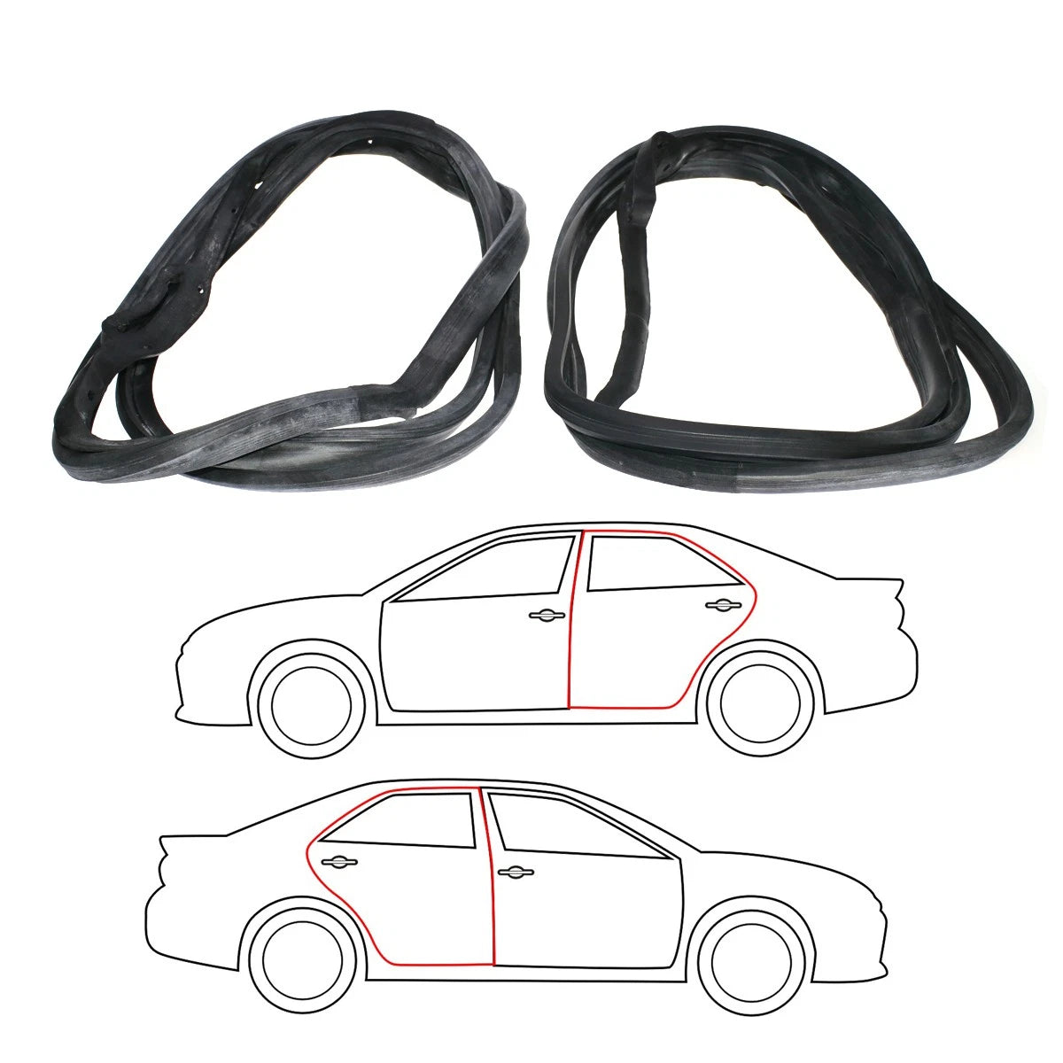 Set of 4 Rear Door Weatherstrips for Mercedes-Benz W126 Sedan (1979–1991)