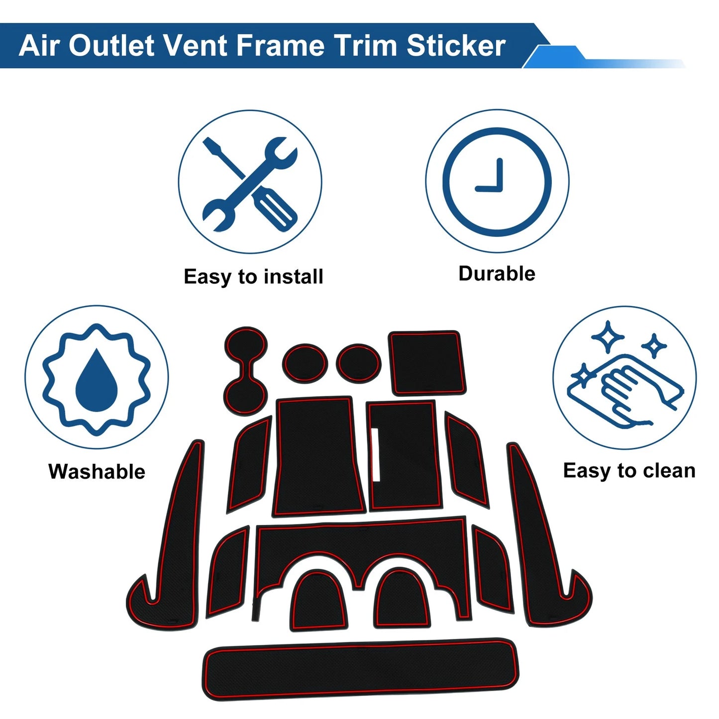 16Pcs Non-Slip Mat for Hyundai Kona SX2 Hybrid PHEV (2024–2025)