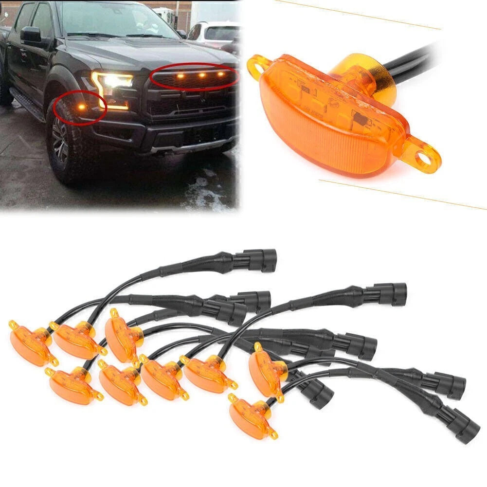 9X Amber Front Grille Bumper Running Light Kit for Ford F150