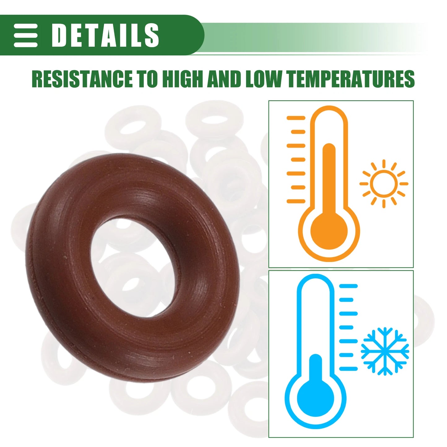 100pcs FKM Rubber O Ring Seal Gasket for Universal Applications 7mm ID x 2.5mm CS