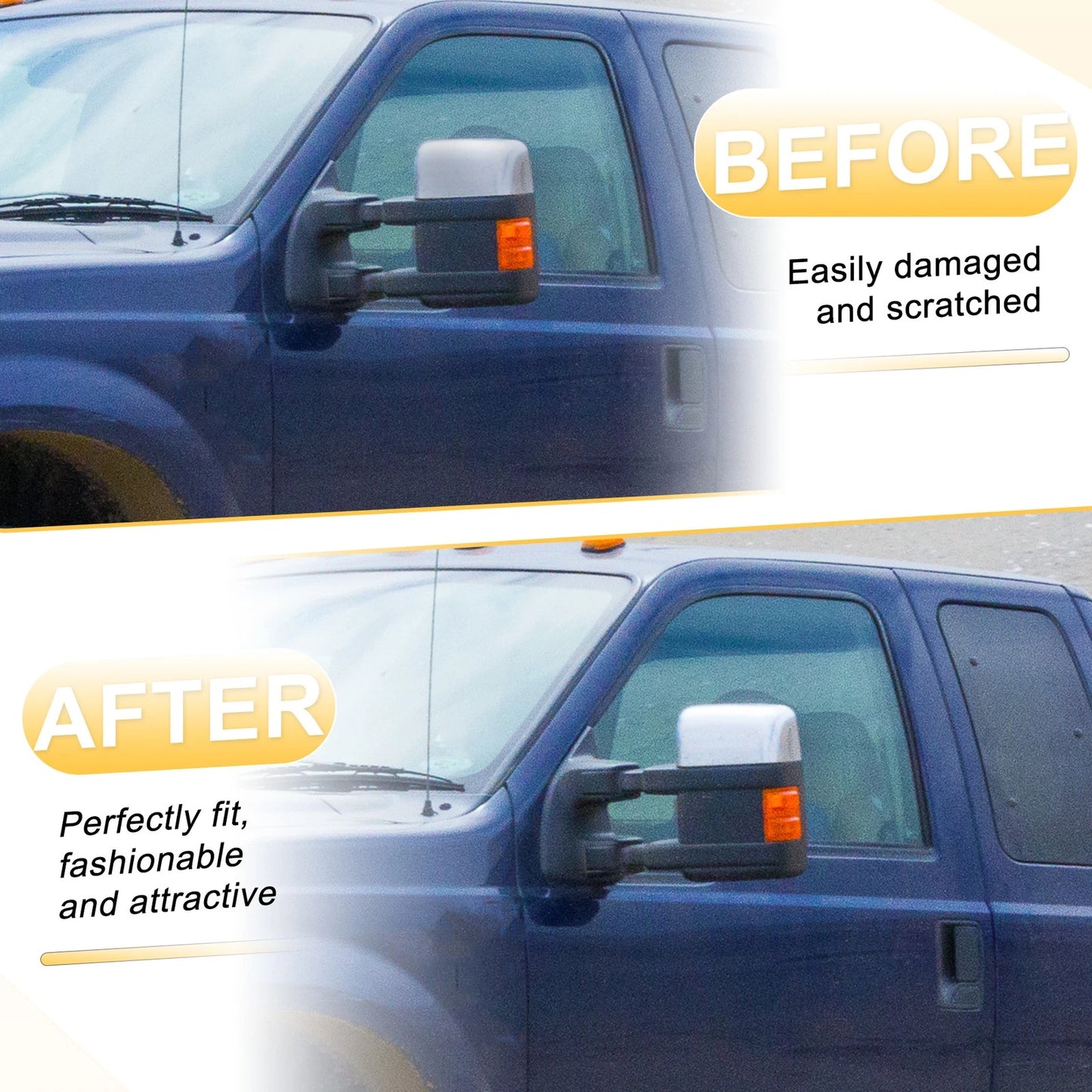 Set of 2 Rearview Mirror Cover Caps Chrome for Ford Excursion F150 F250 F350