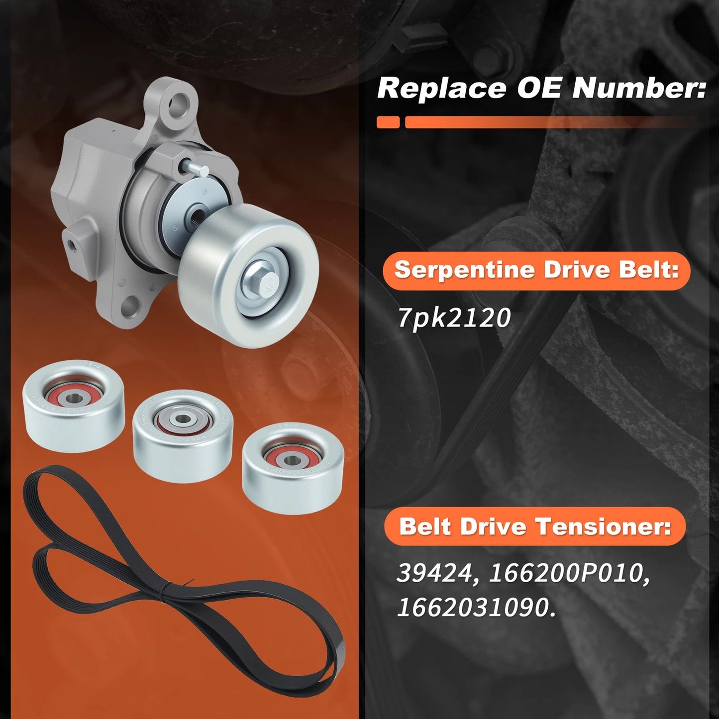 Drive Belt Tensioner Pulley Kit 7pk2120 39424 for Toyota Tacoma (2016–2023)