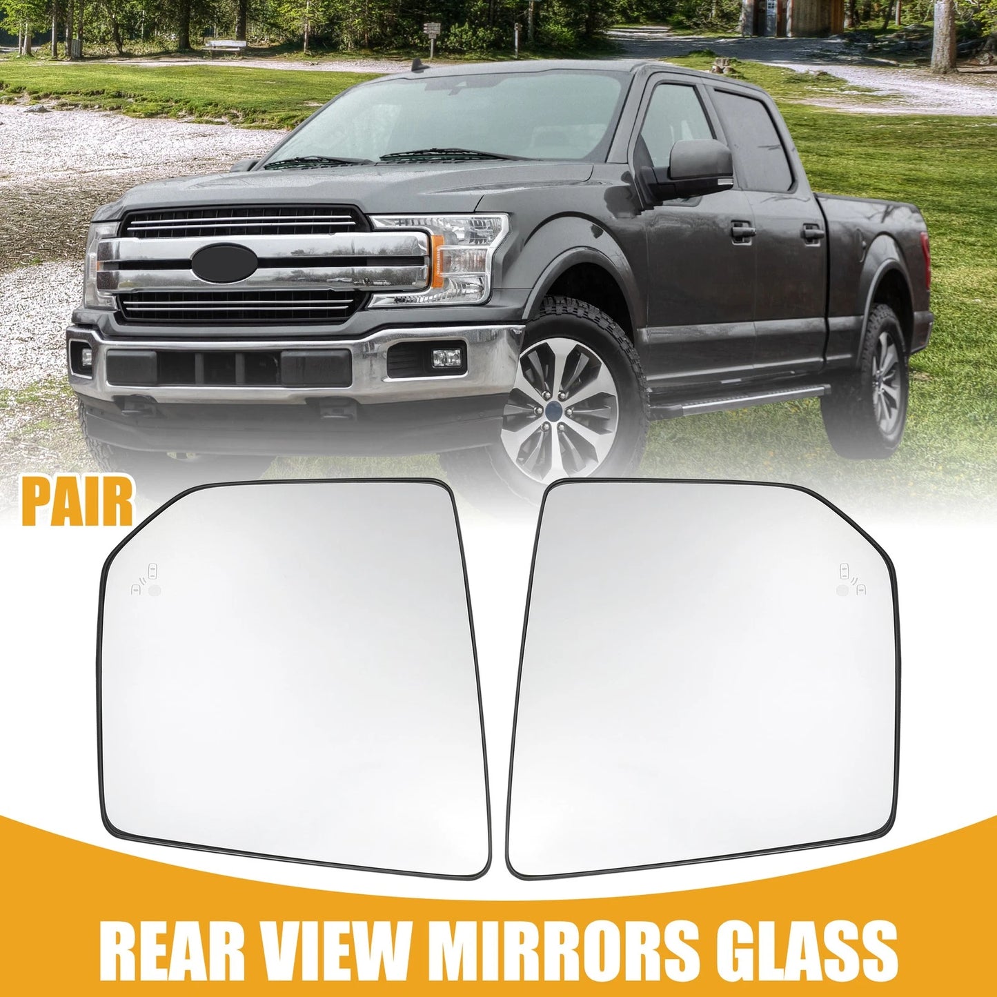 1 Pair Rear View Mirror Glass for Ford F-150 (2015–2020) No.FL3Z17K707AH/FL3Z17K707D