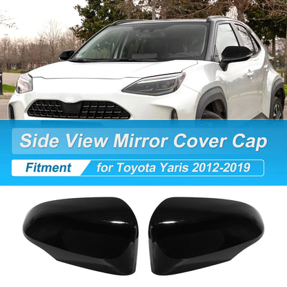 2X Gloss Black Wing Door Rearview Mirror Cover Cap for Toyota Yaris (2012–2019)