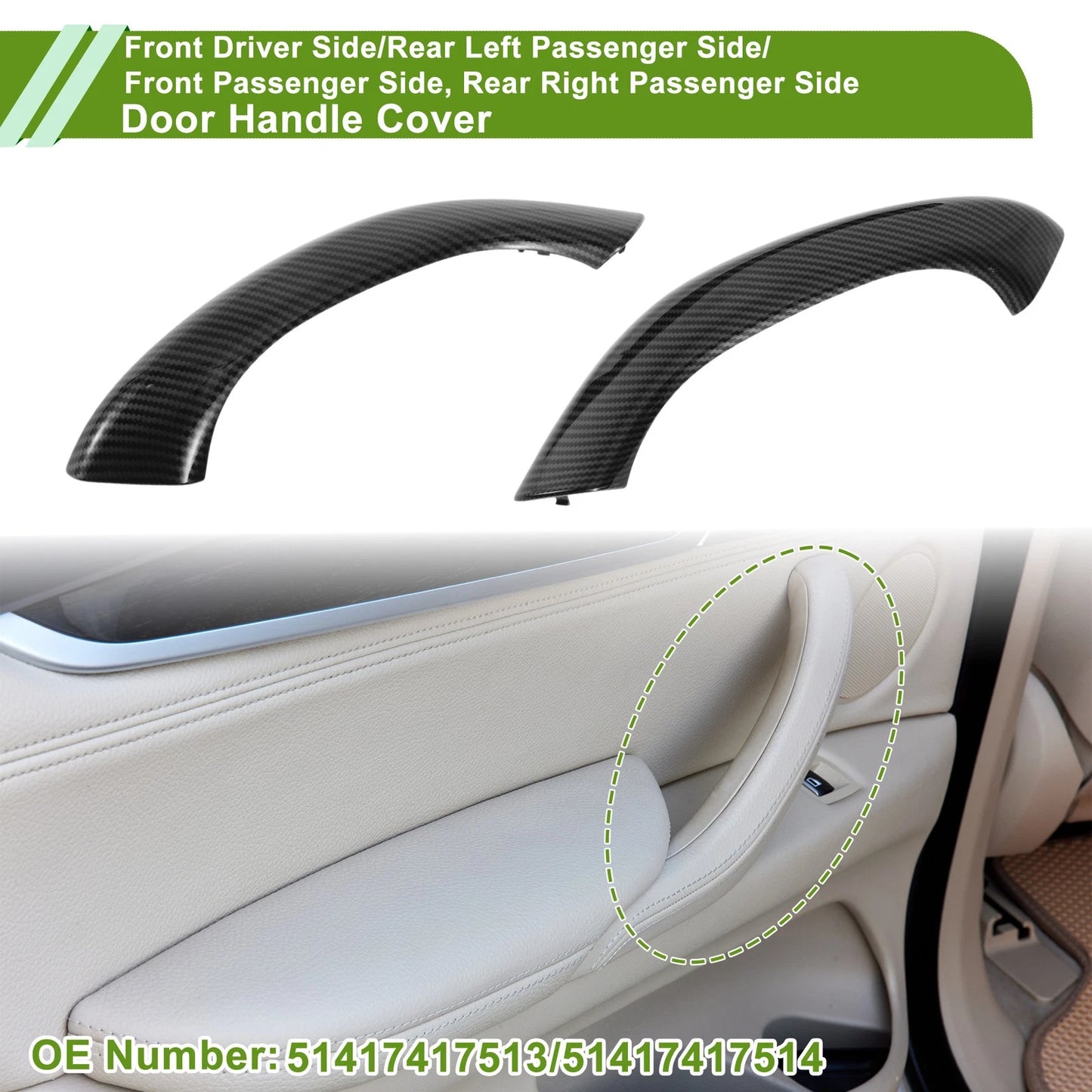 Door Panel Handle Pull Trim Cover for BMW X1 X2 F48 F49 F39 (2016–2020) No. 51417417513