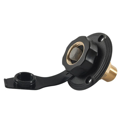 Black RV City Water Inlet Check Valve Flange Hose Connector