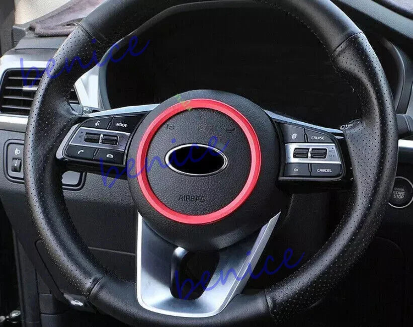 Red Alloy Steering Wheel Horn Button Ring Trim 1pc for Kia Forte K3 (2019–2024)