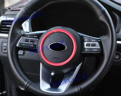 Red Alloy Steering Wheel Horn Button Ring Trim 1pc for Kia Forte K3 (2019–2024)