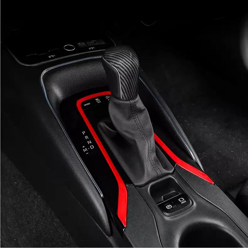 ABS Red Interior Gear Shift Panel Trim Cover Decor for TOYOTA COROLLA (2019–2023)