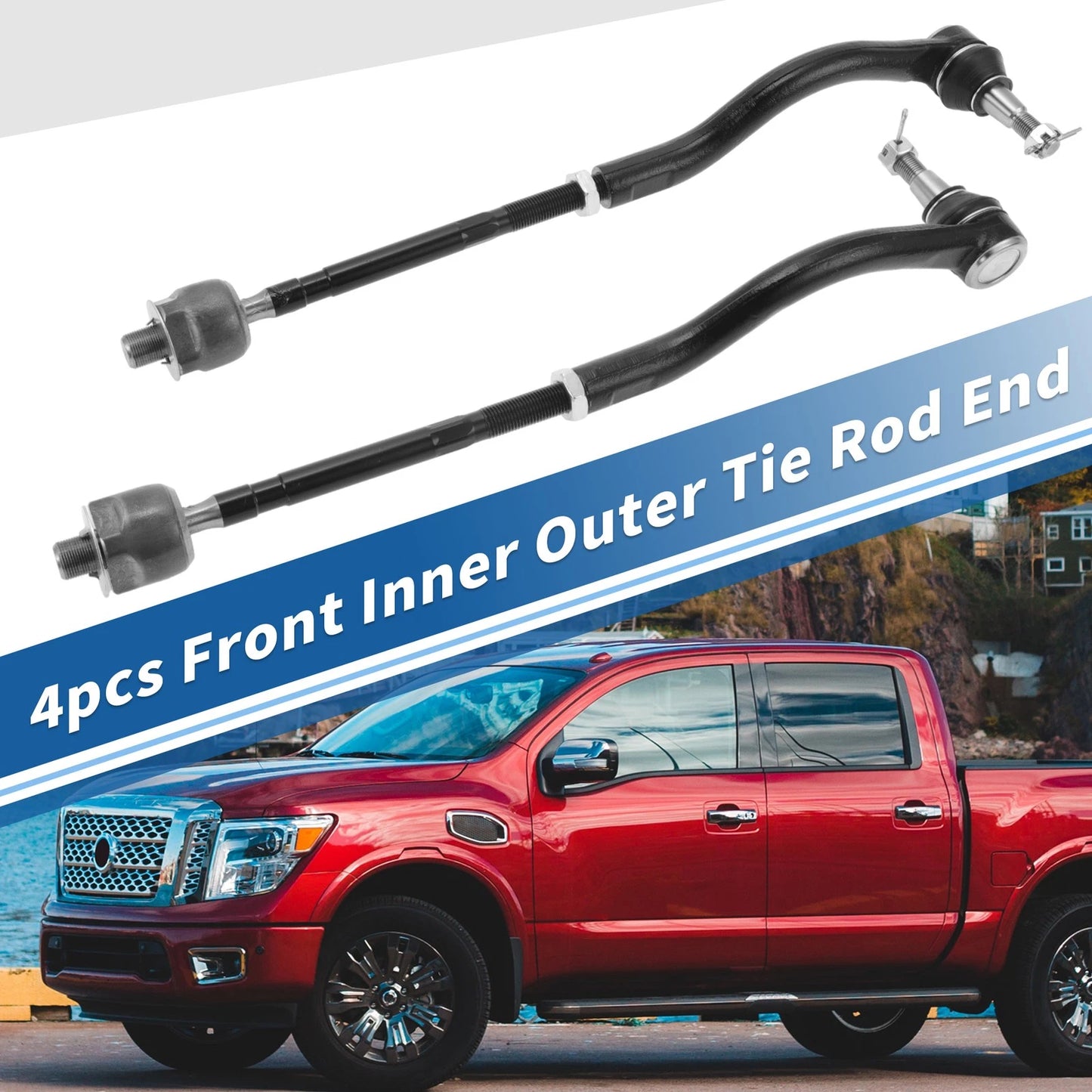 Set of 4 Front Inner Outer Tie Rod End Links for Nissan Maxima  No. ES800357/ES800358