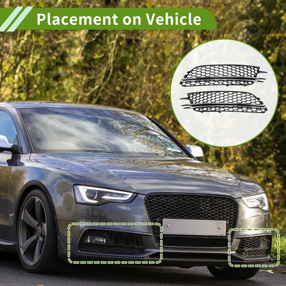 1 Pair Fog Light Grills for Audi A6 C7 (2011–2018) Black Silver Honeycomb