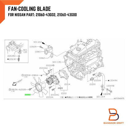 Radiator Cooling Fan Blade for Nissan Navara D21 TD25 BD25 (88-96)