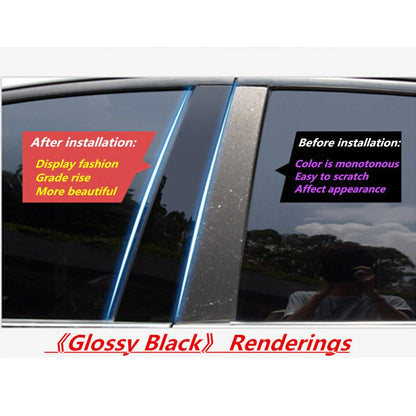 6x Glossy Black Door Trim B Pillar Posts Cover for Cadillac CT6 (2020–2022)