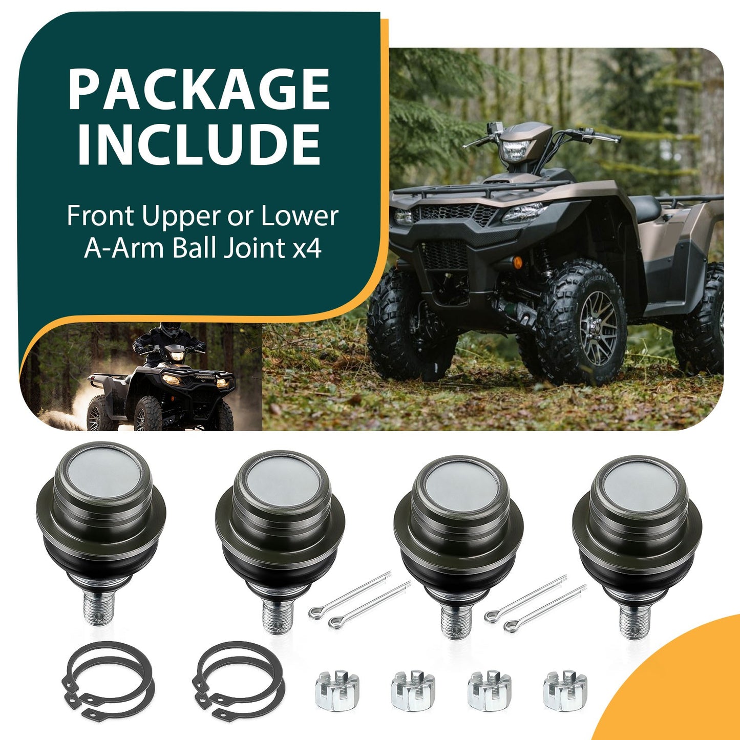 Set of 4 Upper Lower Ball Joints for Suzuki KingQuad AXi LT-A500 (2011–2023)