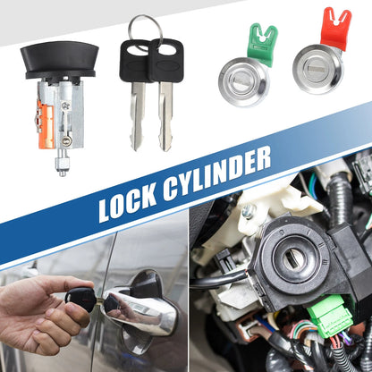 Ignition Switch Lock Cylinder Door Lock Cylinder with Key for Ford E150 250 (1992–2014)