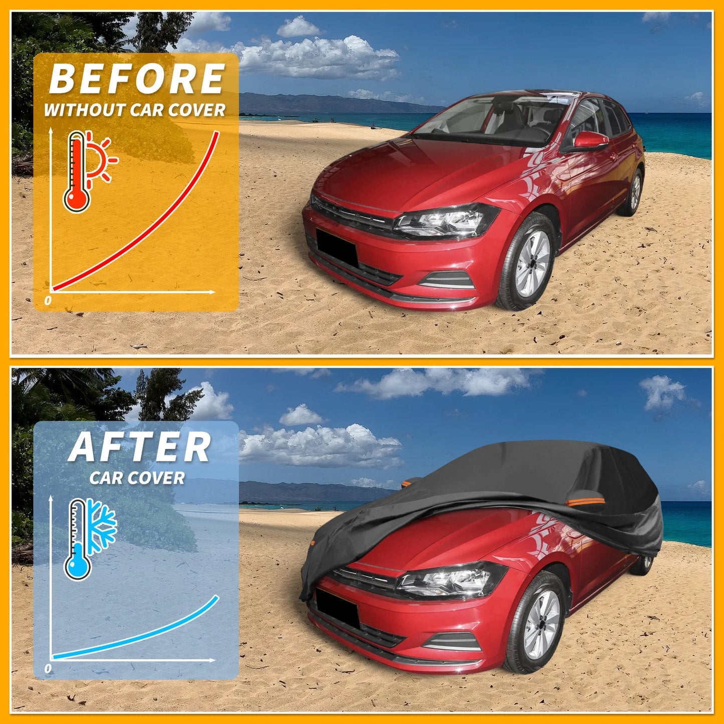 Waterproof Car Cover for Volkswagen Polo Hatchback (2001–2023) 190T-PU