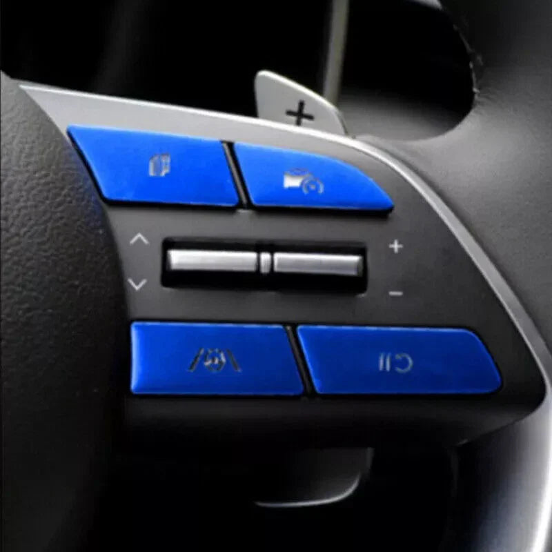 Blue Aluminum Steering Wheel Button Trim for Hyundai Tucson (2022–2024)