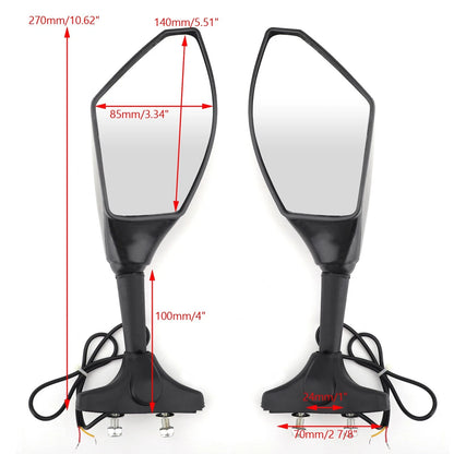 Pair LED Mirrors for Kawasaki Ninja ZX6R ZX7R ZX9R ZX10R ZX12R Z750S ZRX (2000–2023)