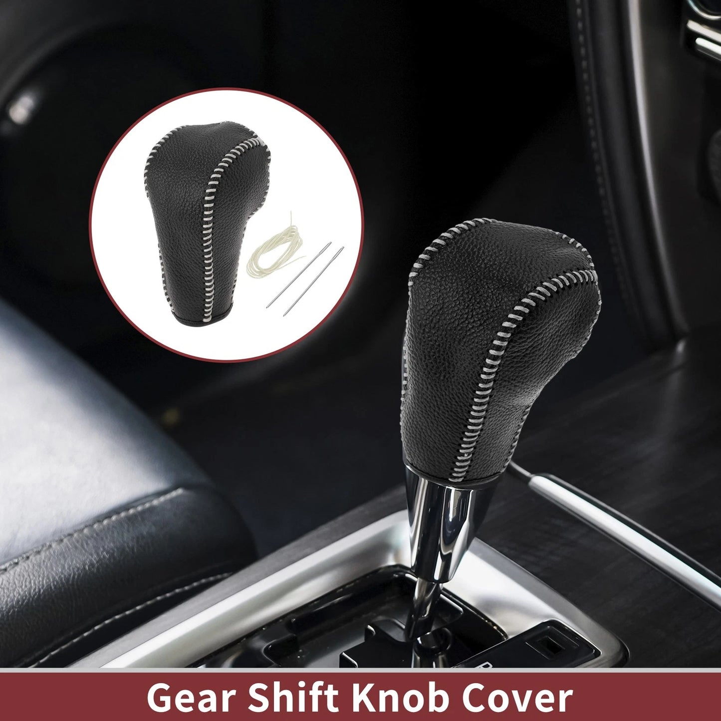 1 Pc Gear Shift Knob Cover for Ford Edge (2011–2014) Beige Faux Leather