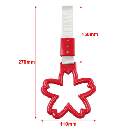 Red Cherry Blossom Shaped Ring Handle Strap for Train Bus Drift Charm Tools