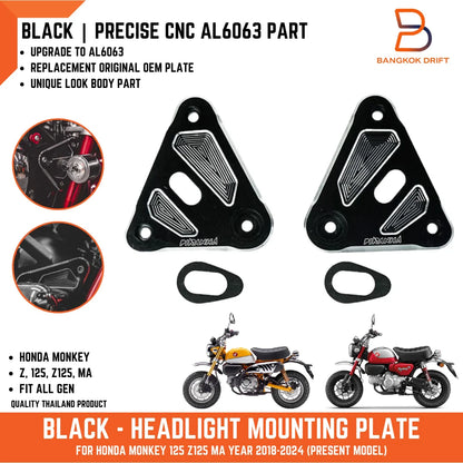 Black Aluminium Headlight Mounting Plate for Honda Monkey Z125 (2018-2024)