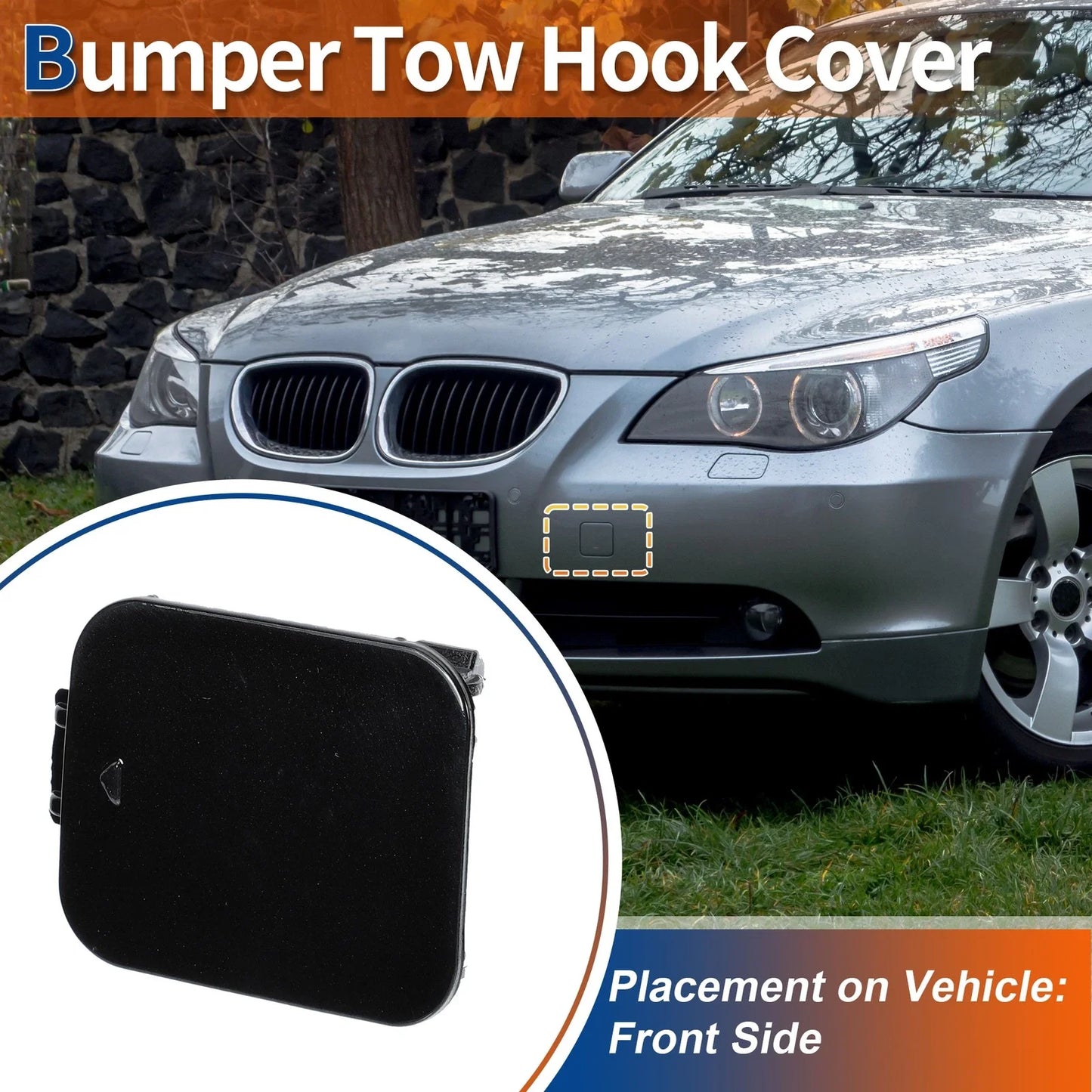 Tow Hook Cover for BMW 528i 535i 550i Black