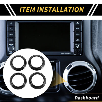 AC Vent Dashboard Decoration Rings for Jeep Wrangler JK JKU (2011–2017)