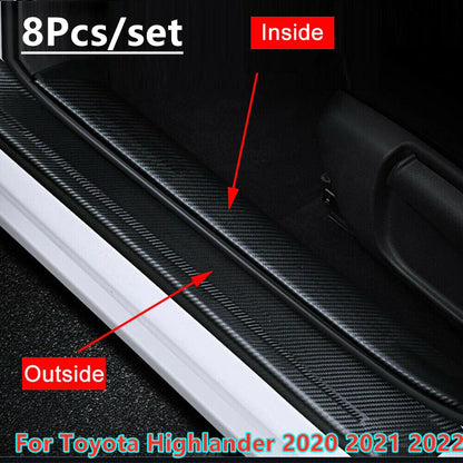 Leather Door Sill Guard Pedal Protector Cover for Toyota Highlander (2020–2022)