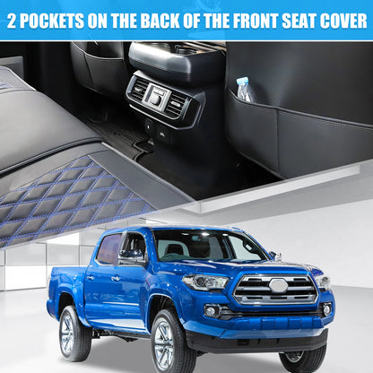 Set of 5 Front Rear Seat Covers for Toyota Tacoma (2005–2024) Black Blue
