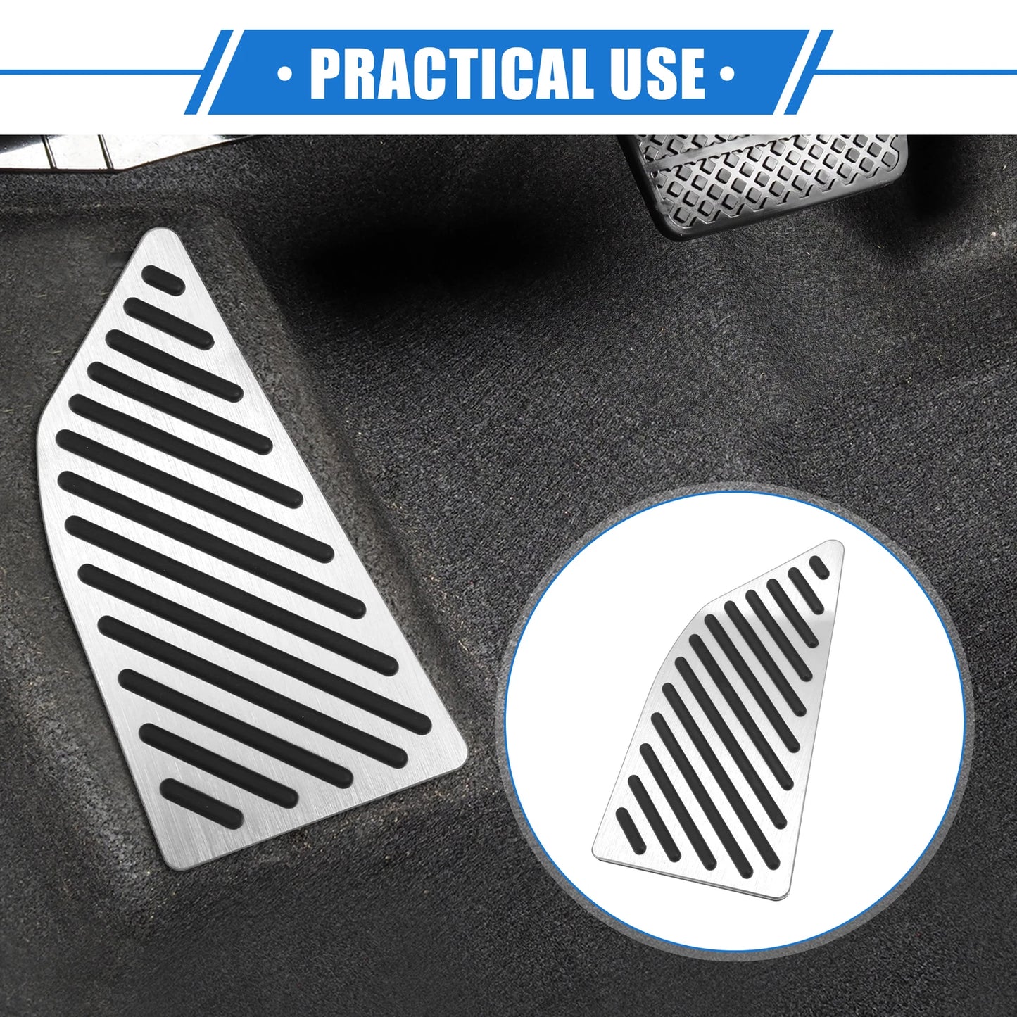 Foot Rest Pedal Cover for Toyota Corolla (2019–2020) Antislip Silver Tone