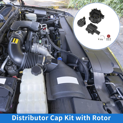 Distributor Cap Kit for Chevy GM SBC BBC 305 327 350 396 Black with Rotor