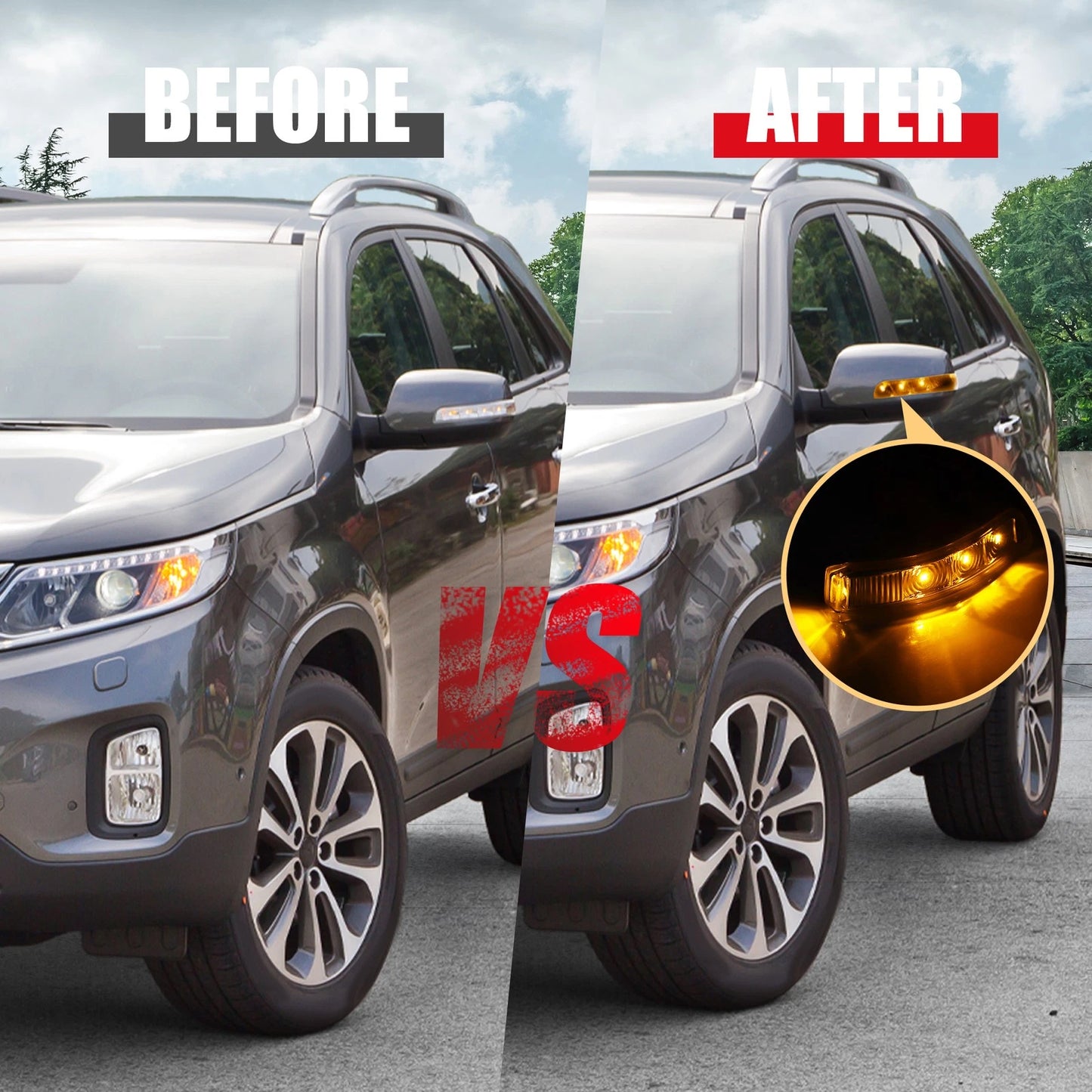3X LED Front Right Mirror Turn Signal Light No. 87623-2P000 for Kia Sorento (2011–2020)