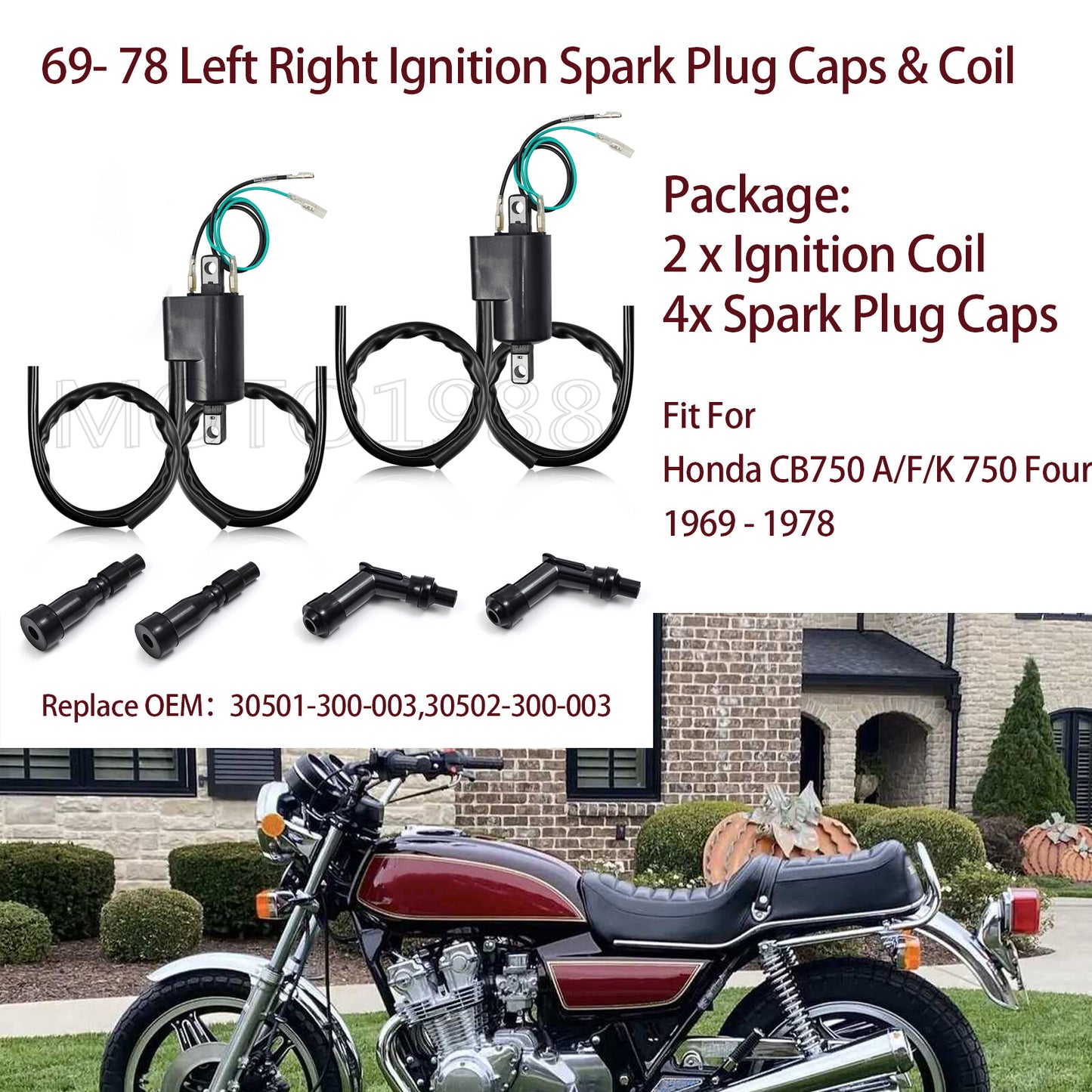 Ignition Coils & Spark Plug Caps for Honda CB750 (1975–1978)