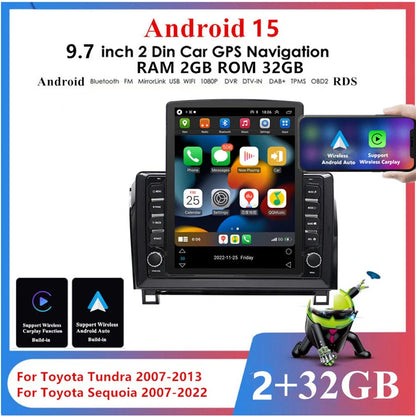 9.7'' Vertical Car Stereo GPS for Toyota Tundra, Sequoia (2007-2022)