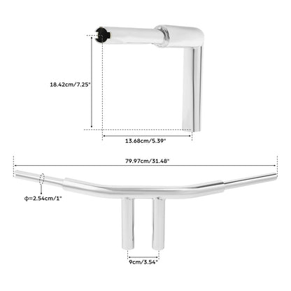 Chrome 8 Rise T-Bar 1.5 Handlebar for Harley Softail Fat Boy Bob (2018-2024)