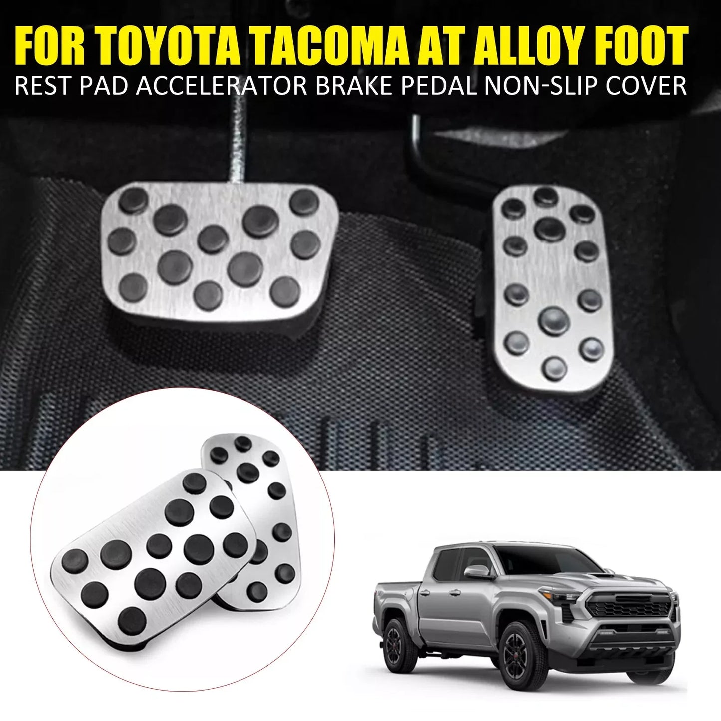 2 x Anti-Slip Foot Gas Brake Pedal Pads Covers for Toyota Tacoma (2024–2024)